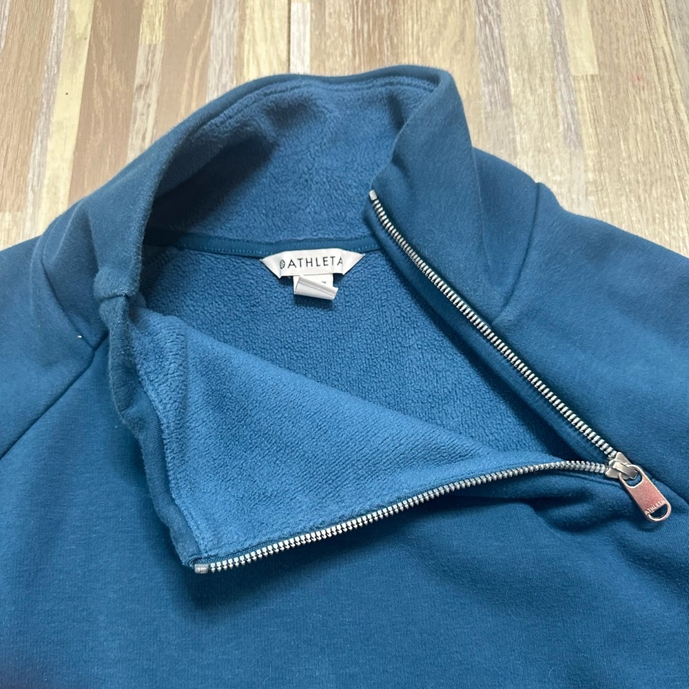 Athleta Zip Neck Cozy Crossover Fleece Sweatshirt, Size Small - Picture 3 of 15